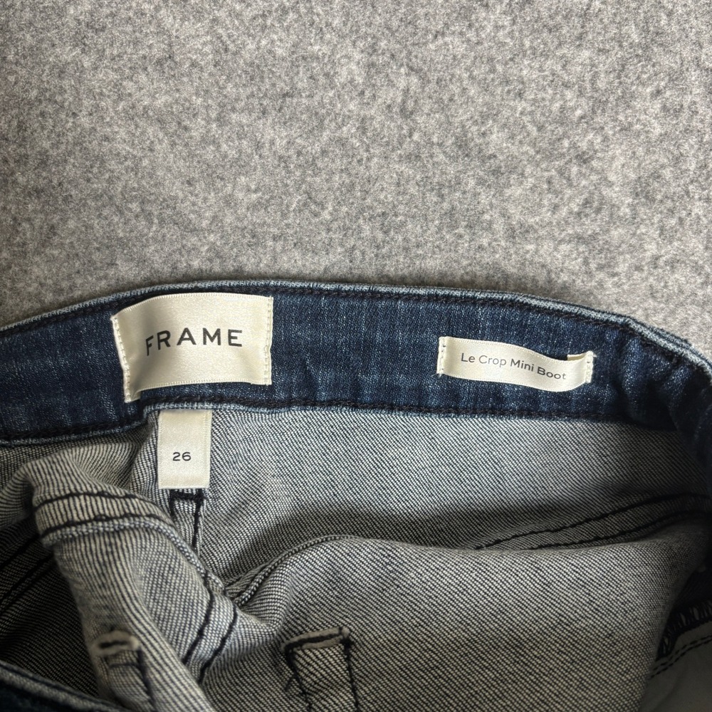 Frame Blue Le Crop Mini Boot Flare Wide Leg Frayed Raw Hem Denim Jeans Womens 26 - Picture 6 of 8